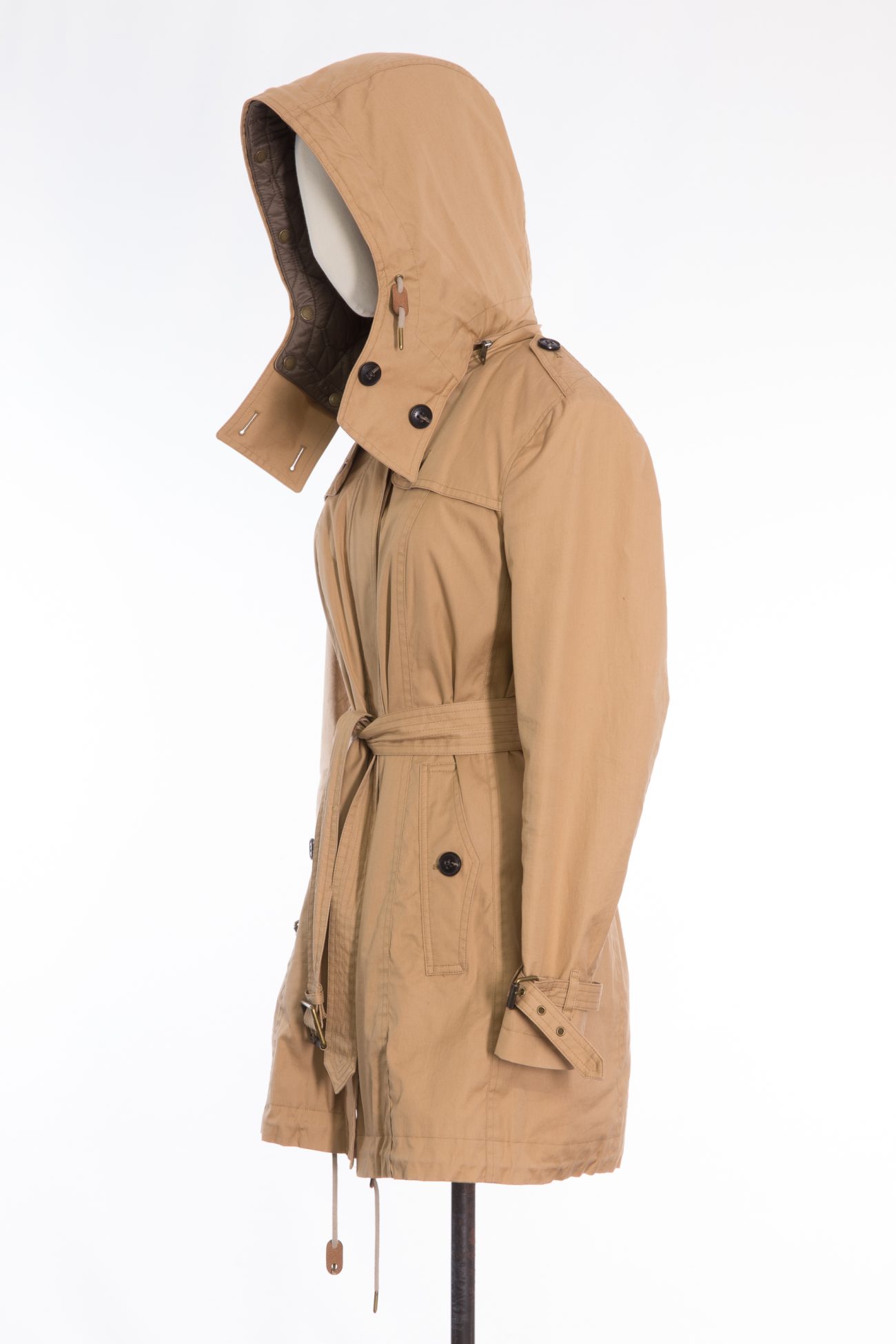 Burberry Camel cotton detachable hood ans vest trench coat