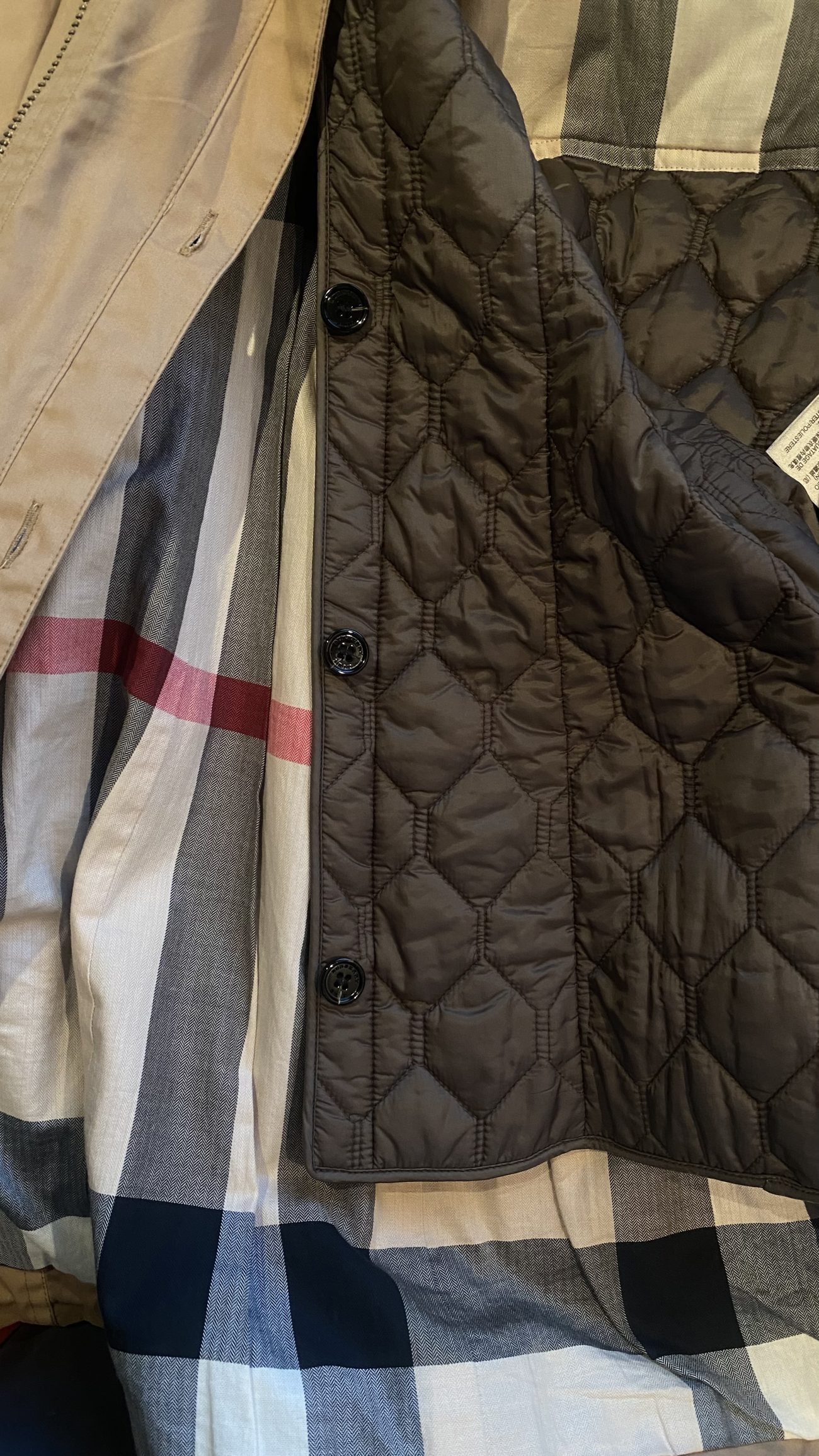 Burberry Camel cotton detachable hood ans vest trench coat