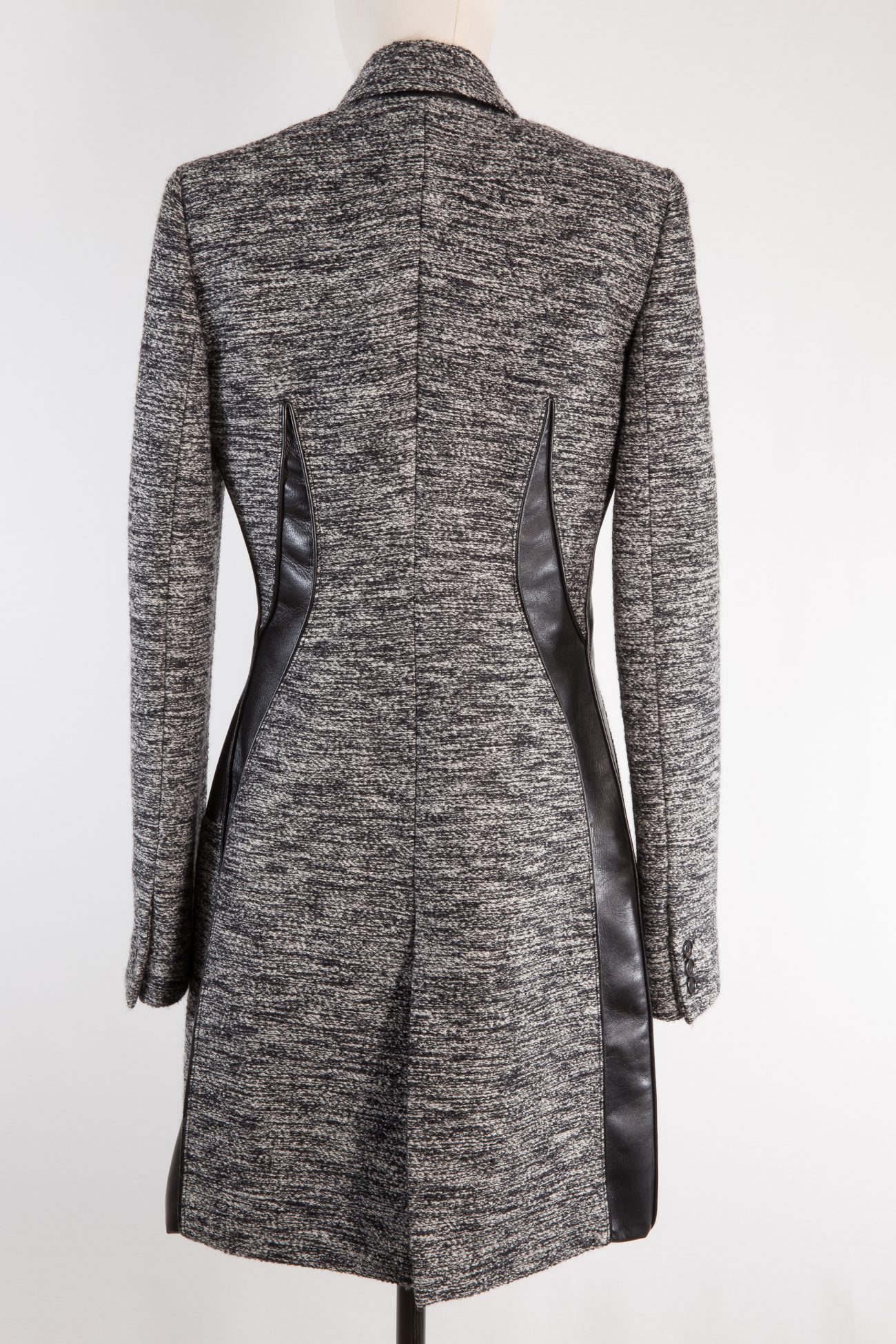 Givenchy Leather panel double-breasted wool-blend coat