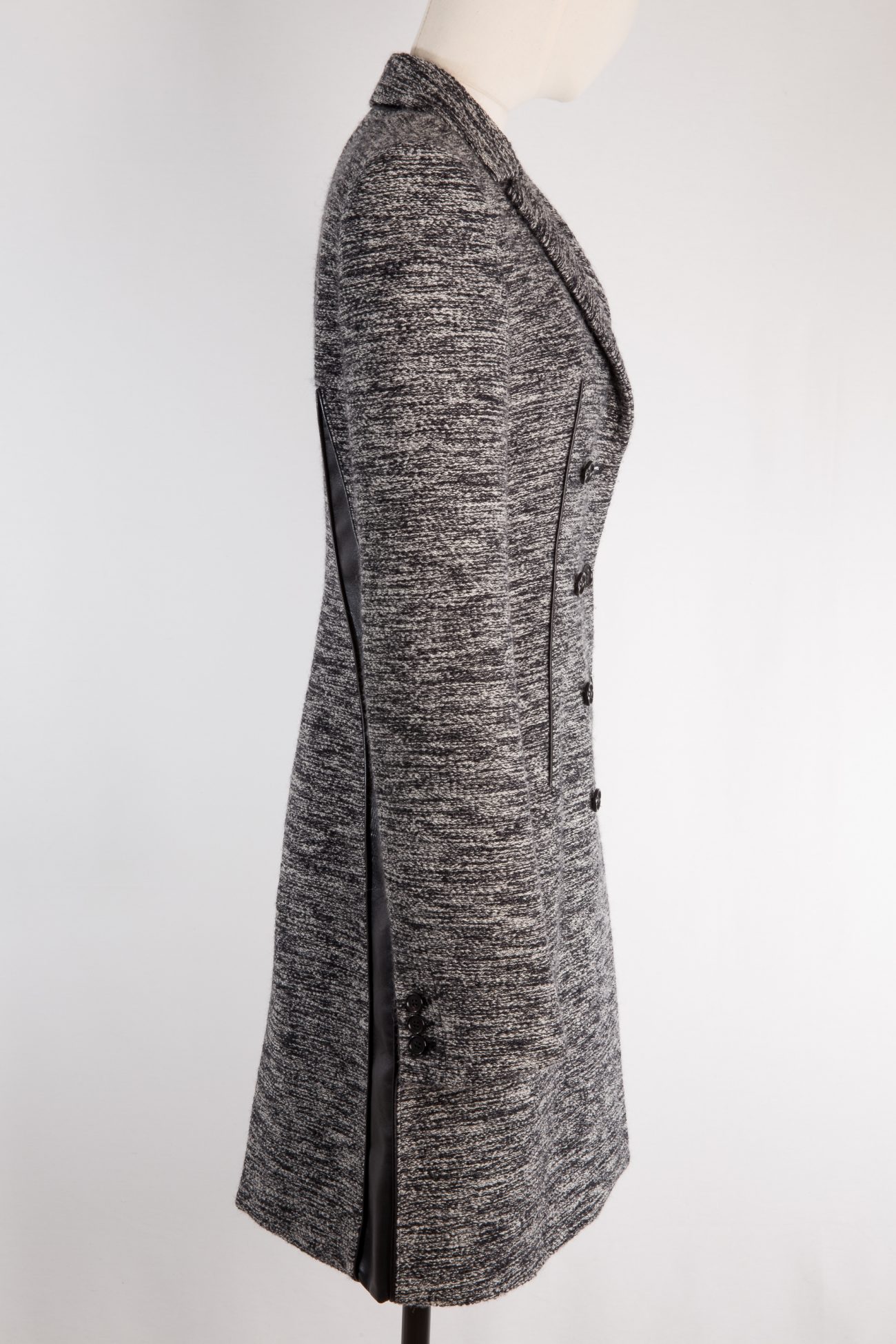 Givenchy Leather panel double-breasted wool-blend coat