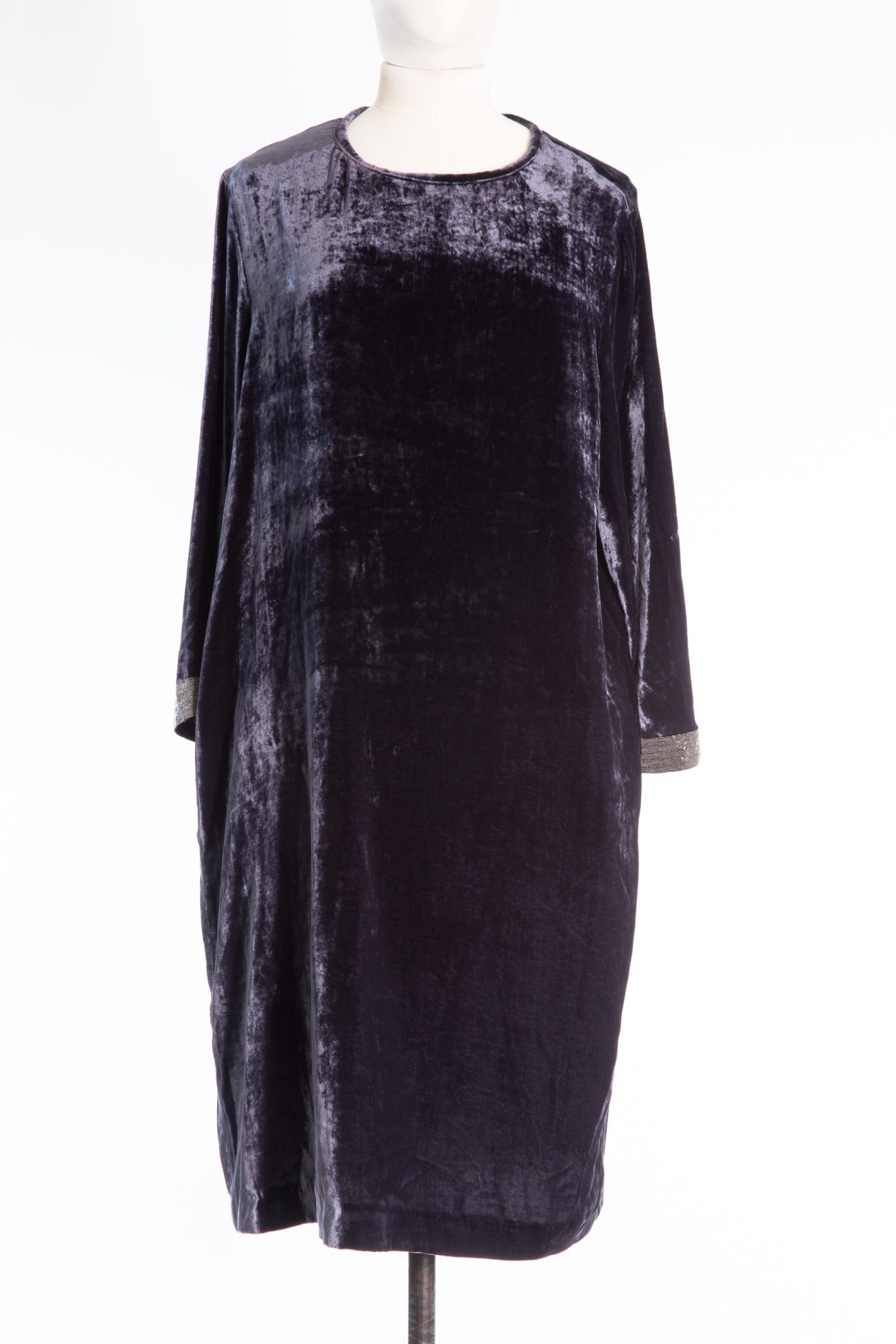 Fabiana Filippi Devoré velvet dress in grey/black