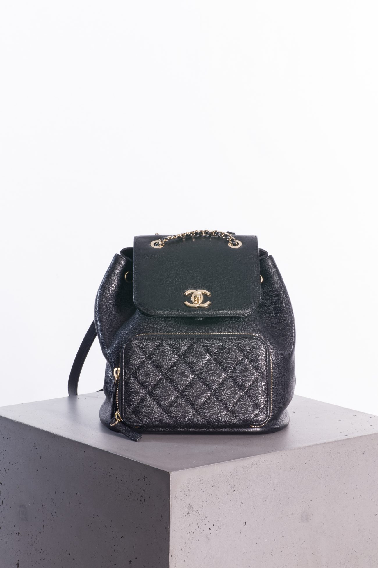 Chanel Black caviar business affinity backpack gold hardware