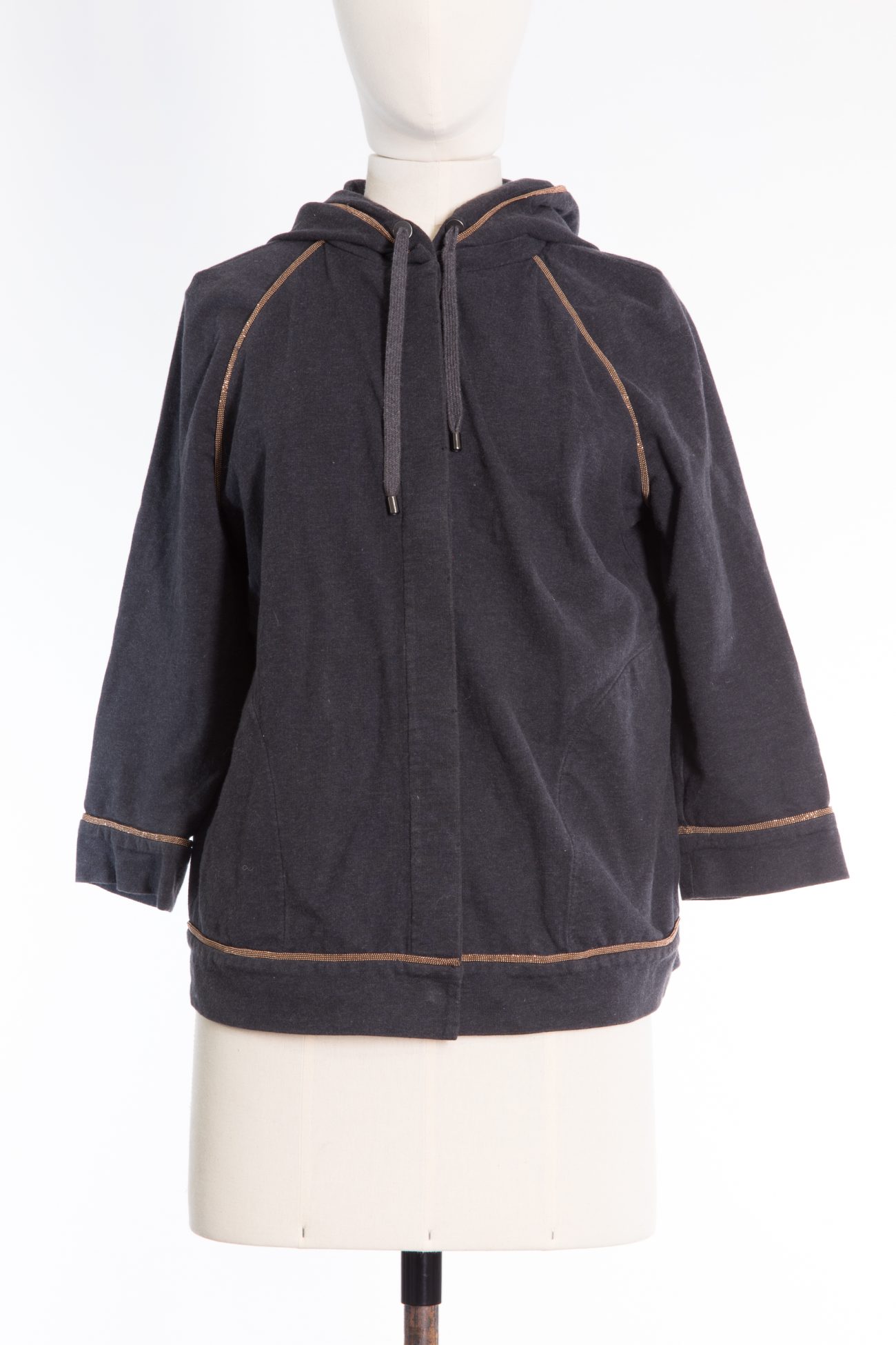 Brunello Cucinelli Cotton cardigan with a hood and Monili beads