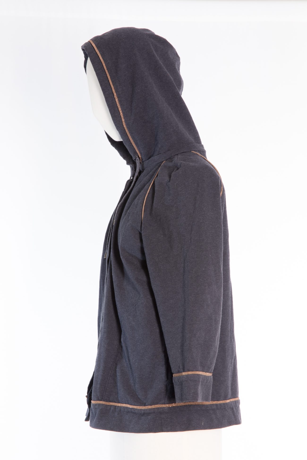 Brunello Cucinelli Cotton cardigan with a hood and Monili beads