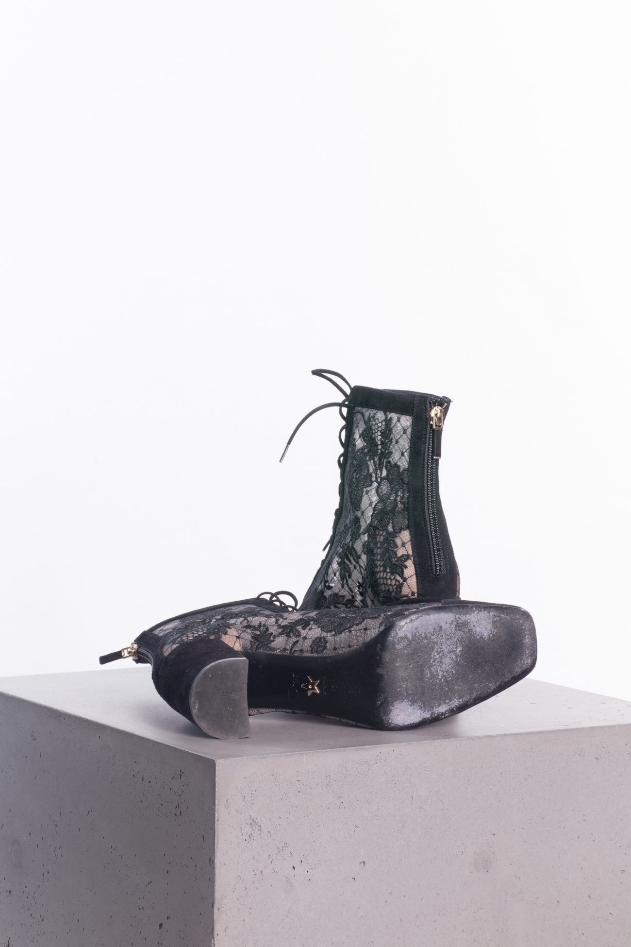 Christian Dior Black suede and mesh embroidered naughtily-D ankle boots 