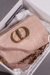 Christian Dior Linen macrocannage small Caro bag rose