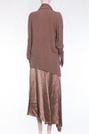 Asymmetrical silk skirt in creta blush