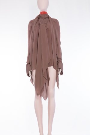 Fendi Tie-neck handkerchief-hem silk-georgette blouse