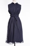 Brunello Cucinelli Blue tulle waist tie-up detail dress