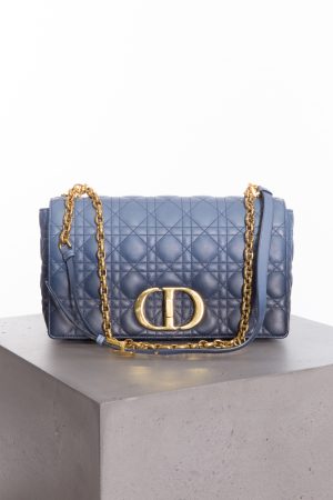 Christian Dior Lambskin cannage gradient large caro bag indigo blue