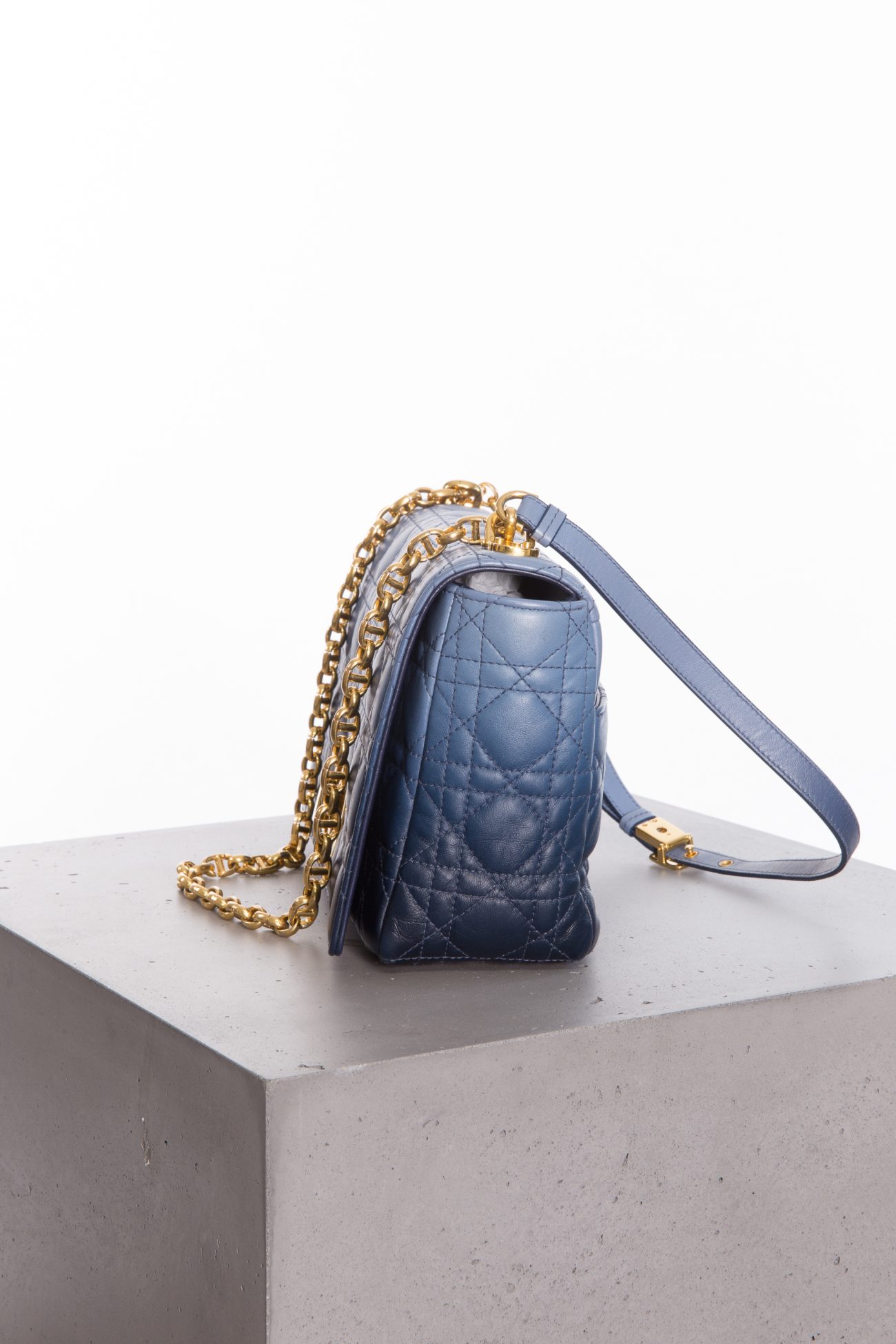 Christian Dior Lambskin cannage gradient large caro bag indigo blue