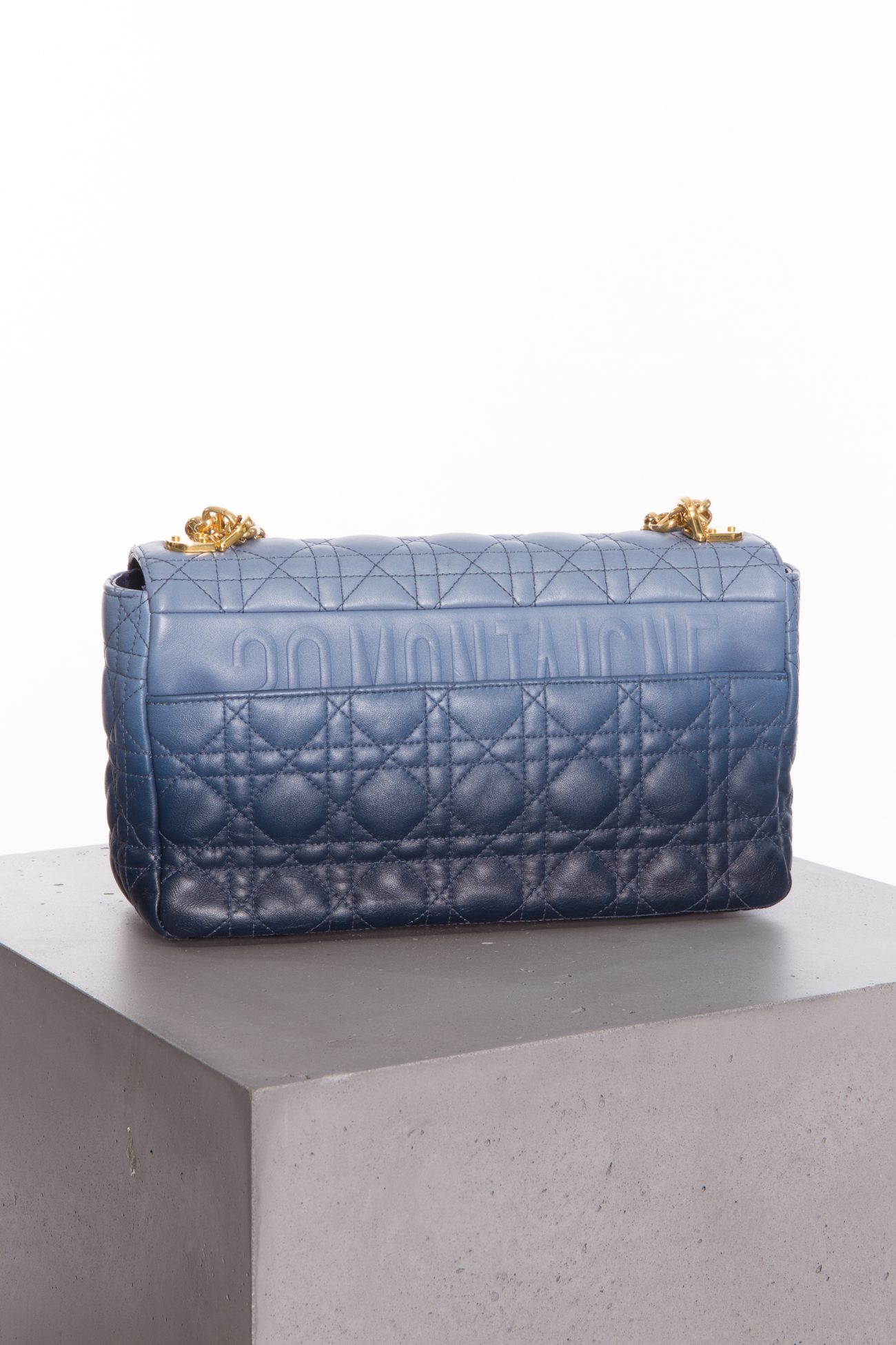Christian Dior Lambskin cannage gradient large caro bag indigo blue