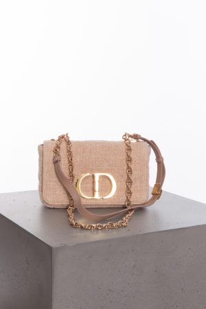 Christian Dior Linen macrocannage small Caro bag rose