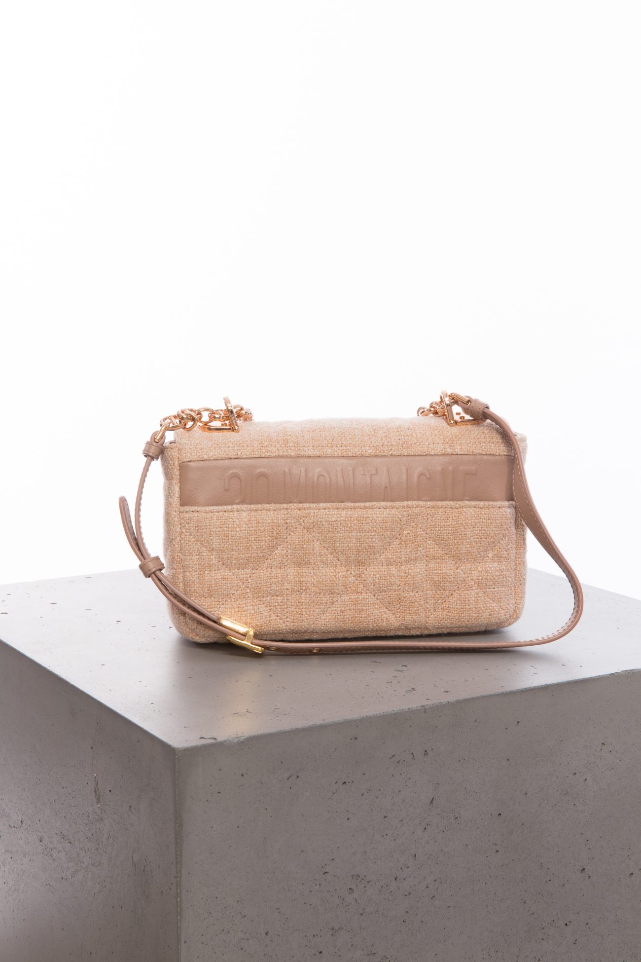 Christian Dior Linen macrocannage small Caro bag rose