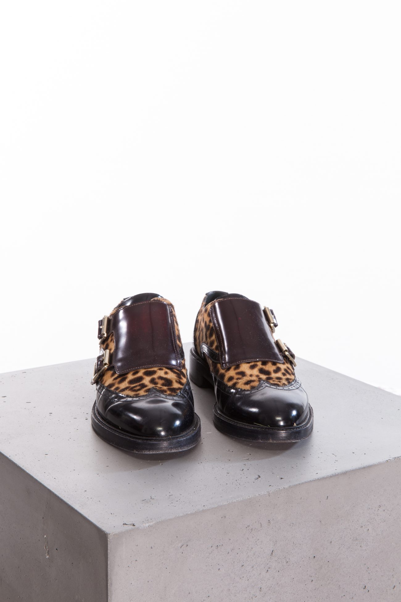 Burberry Sunningford calf-hair double-monk wingtip loafers