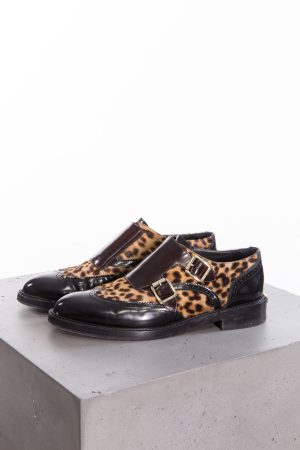 Burberry Sunningford calf-hair double-monk wingtip loafers