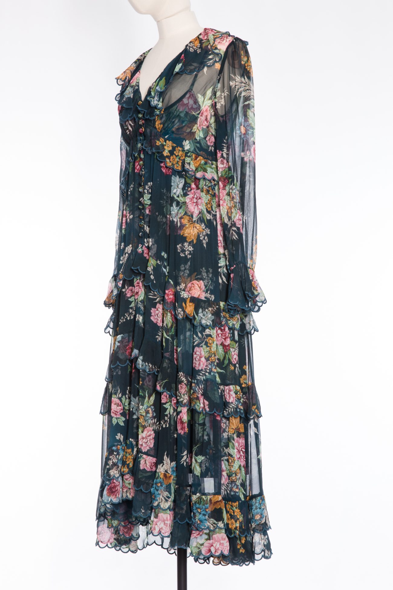 Zimmermann Wavelength Scallop tiered floral-print silk-chiffon midi dress