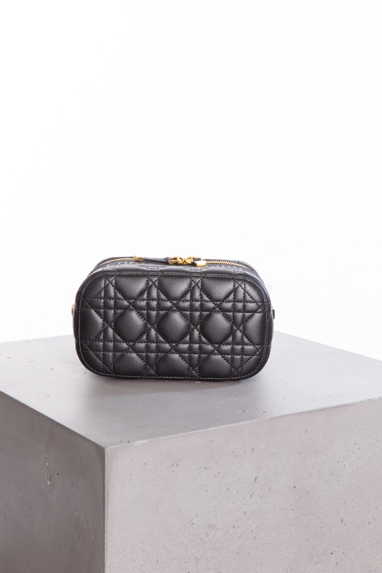 Christian Dior Lambskin cannage small Diortravel vanity case black