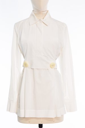 Fendi White belted cotton shirt