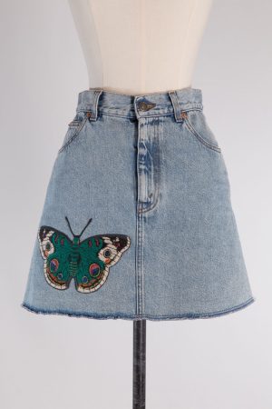 Gucci Butterfly denim mini skirt