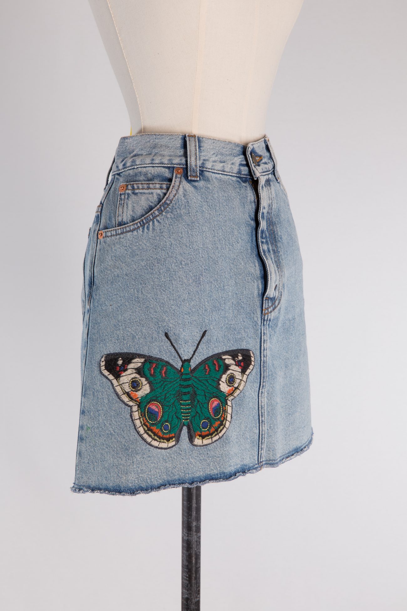 Gucci Butterfly denim mini skirt