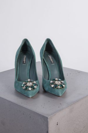 Dolce&Gabbana Crystal-embellished suede pumps
