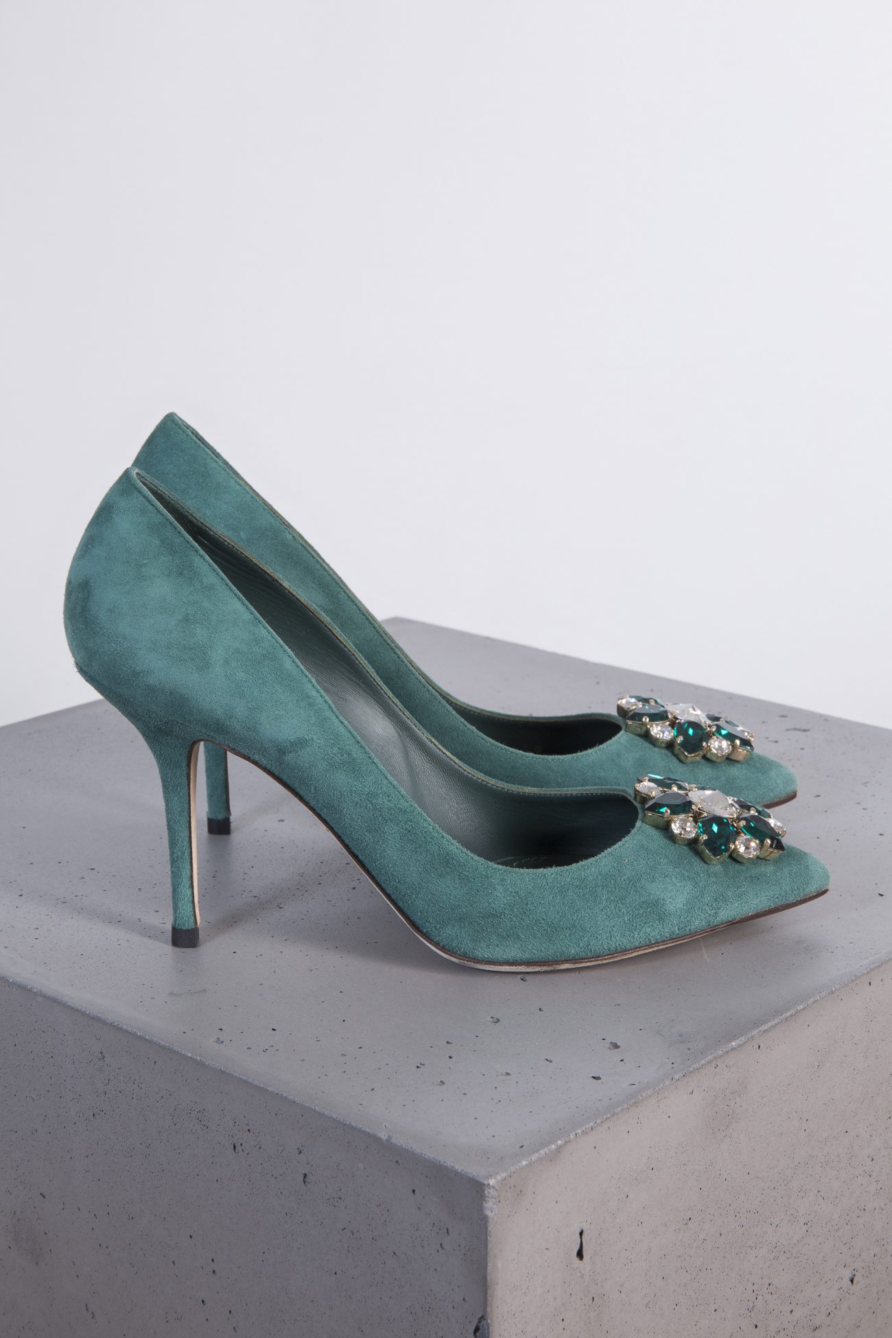 Dolce&Gabbana Crystal-embellished suede pumps