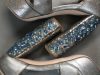 Miu Miu Metallic silver leather turquoise embellished block heel ankle strap platform sandals