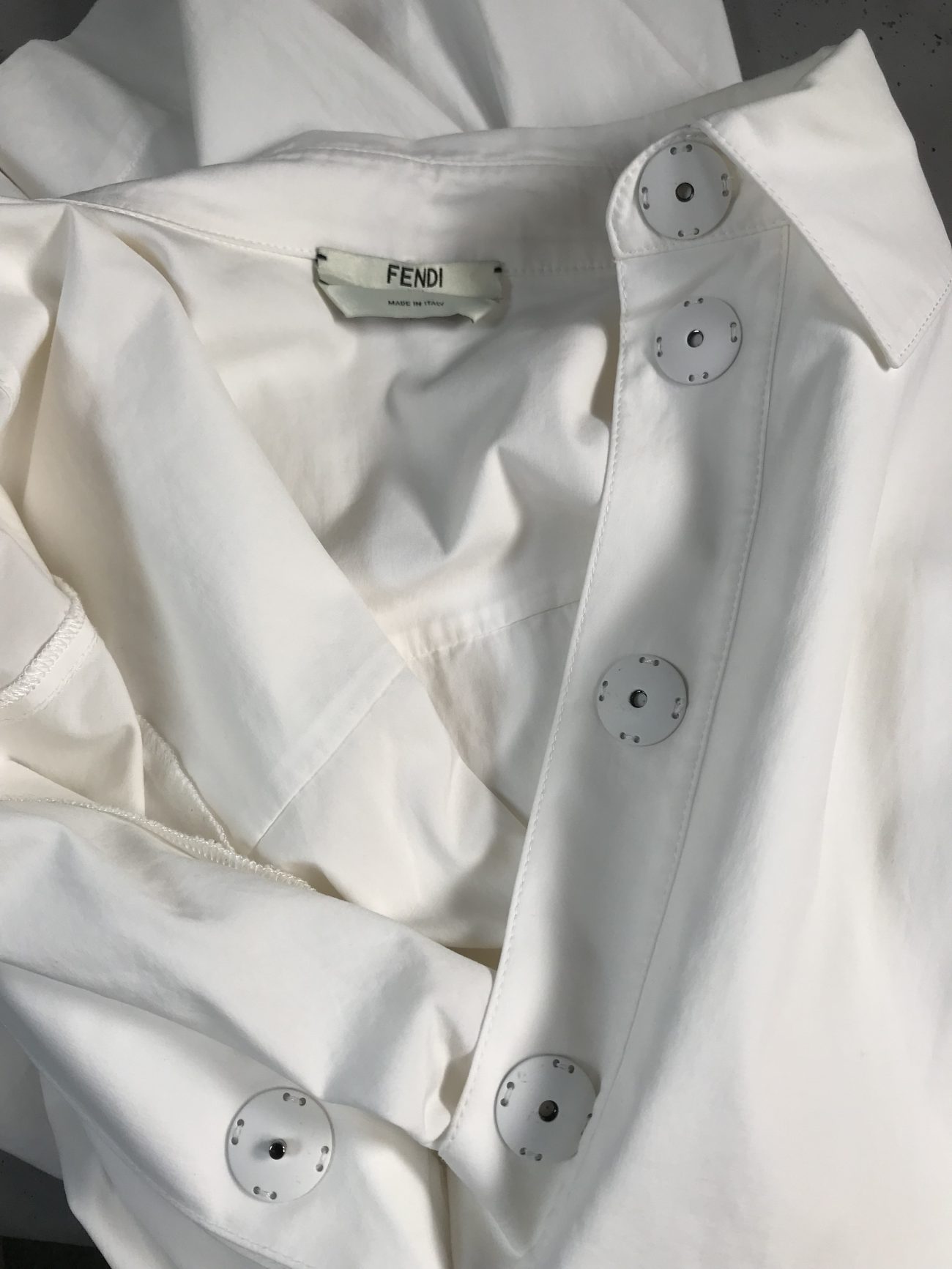 Fendi White belted cotton shirt