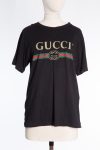 Gucci Black logo print distressed cotton T-shirt 