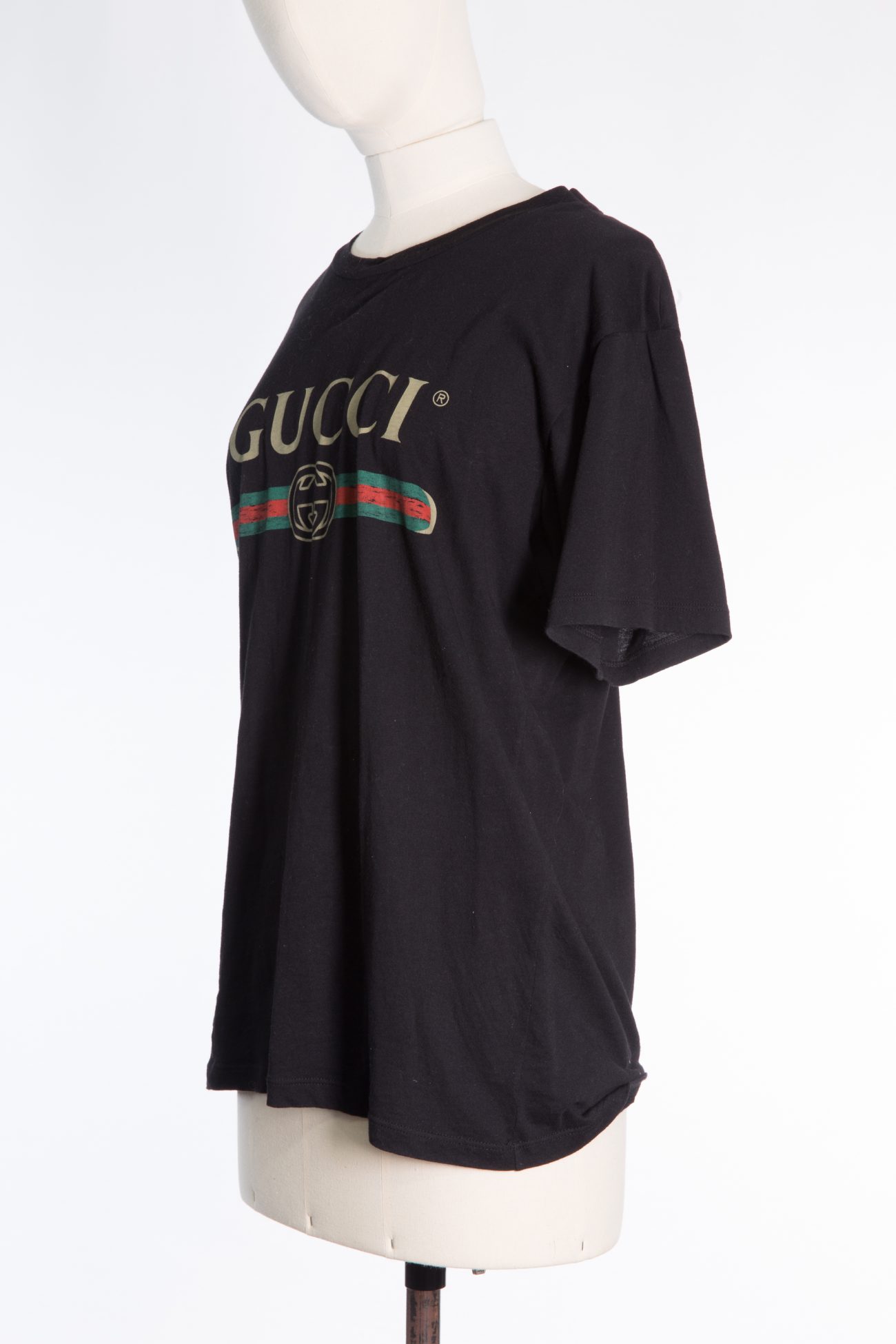 Gucci Black logo print distressed cotton T-shirt 