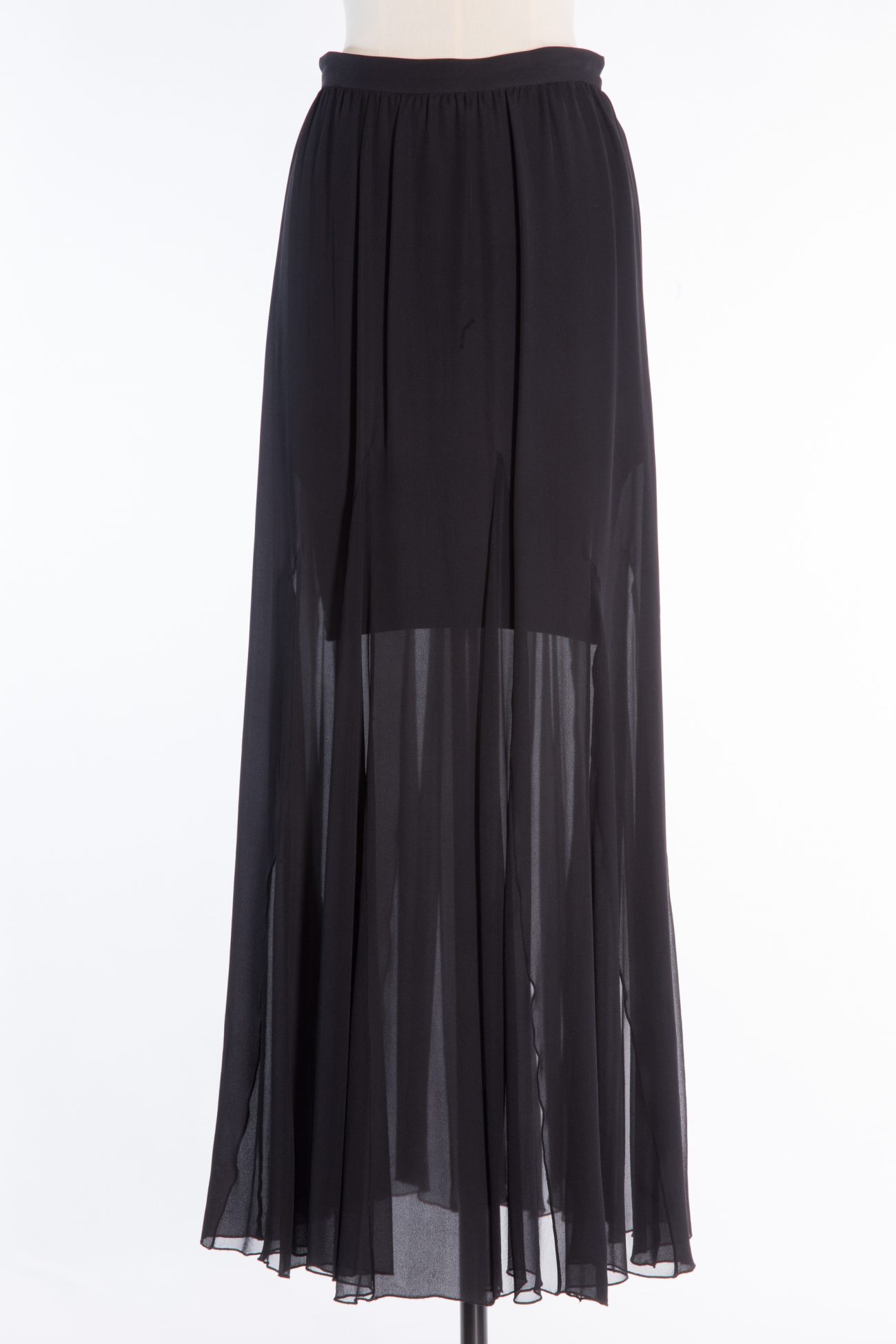 Alice+Olivia Black long silk skirt with mini lining