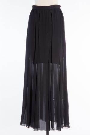 Alice+Olivia Black long silk skirt with mini lining