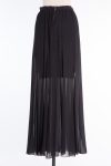 Alice+Olivia Black long silk skirt with mini lining