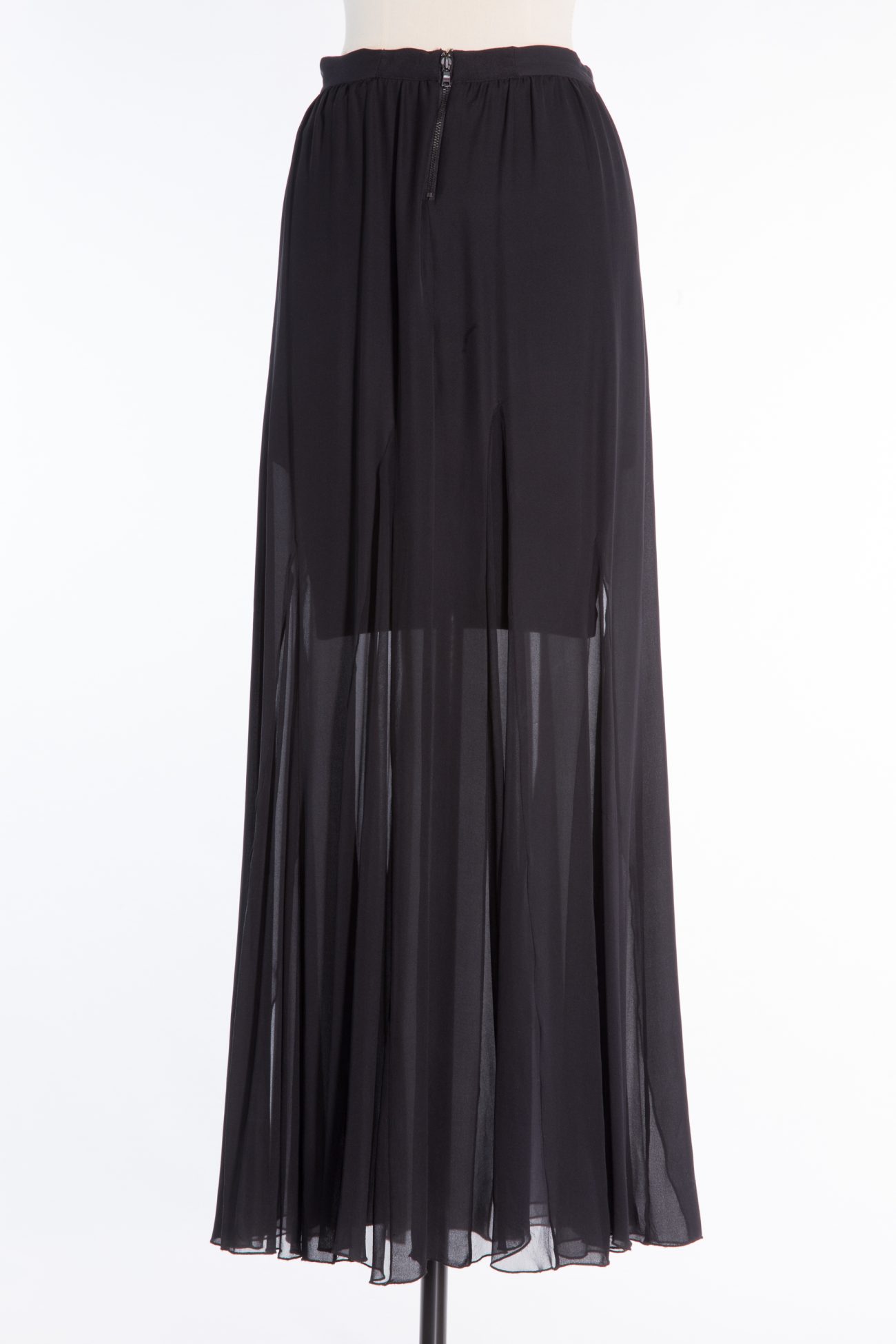 Alice+Olivia Black long silk skirt with mini lining