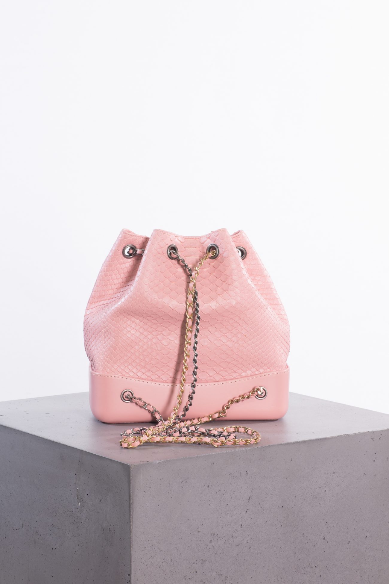 Chanel Python small Gabrielle backpack light pink