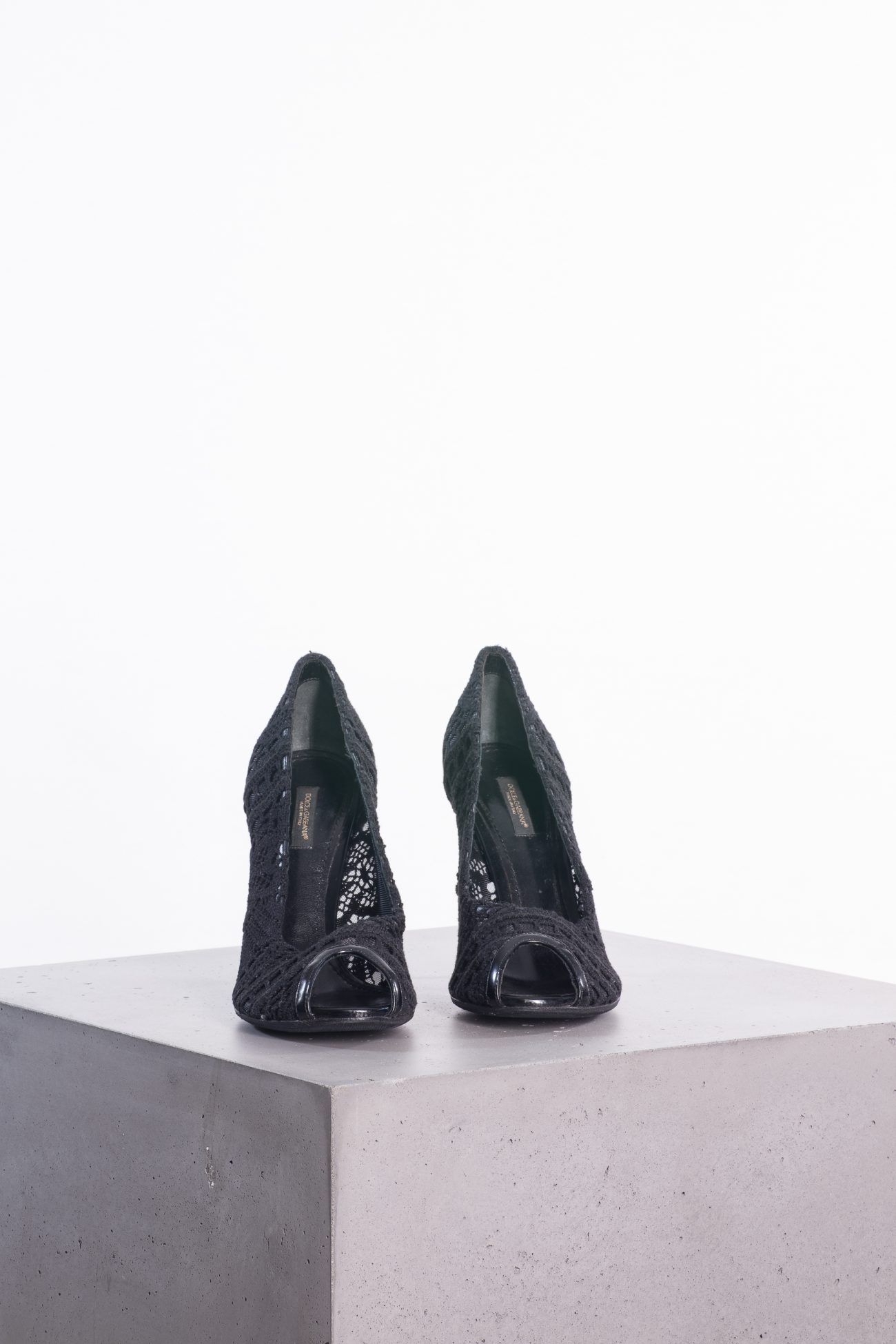 Dolce&Gabbana Black lace open toe heels