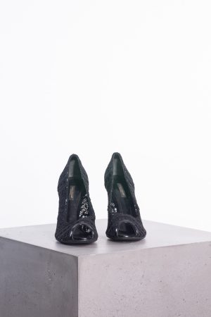 Dolce&Gabbana Black lace open toe heels