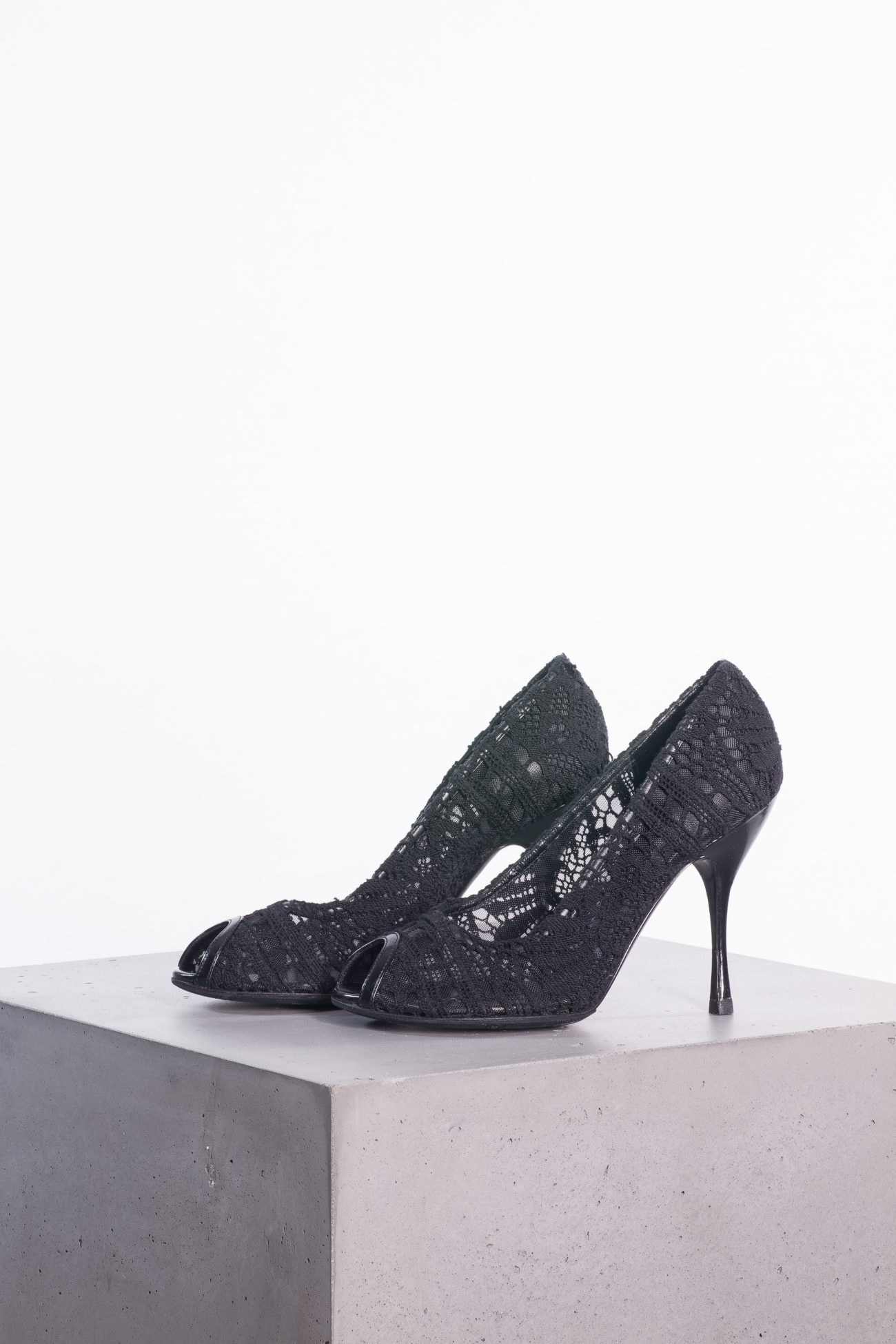 Dolce&Gabbana Black lace open toe heels