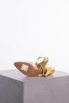 1955 very rare Salvatore Ferragamo “The Madonna” heel- Gold kid Leather with beaded Tavarnelle lace embroidery