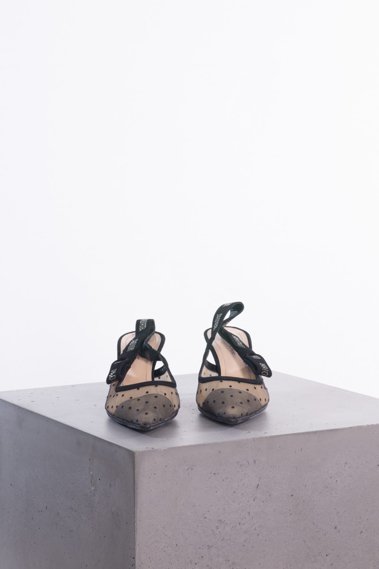 Christian Dior Mesh plumetis crystal suede J'Adior slingback 65mm pumps nude black