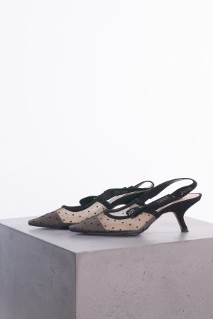 Christian Dior Mesh plumetis crystal suede J'Adior slingback 65mm pumps nude black