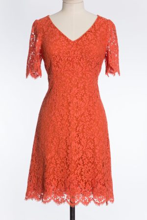 Dolce&Gabbana Corded floral lace midi dress in pale red
