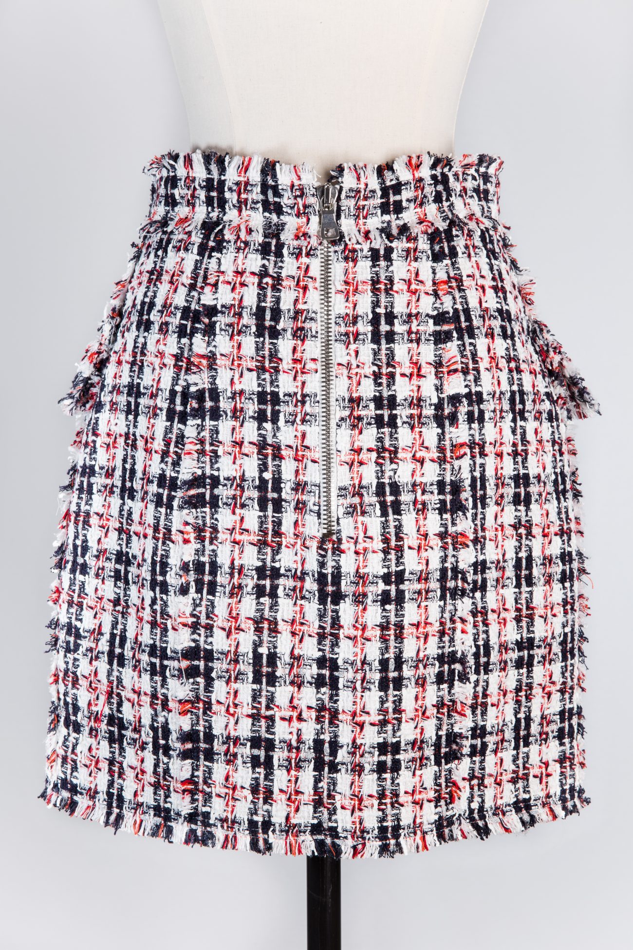 Balmain Button-embellished tweed mini skirt