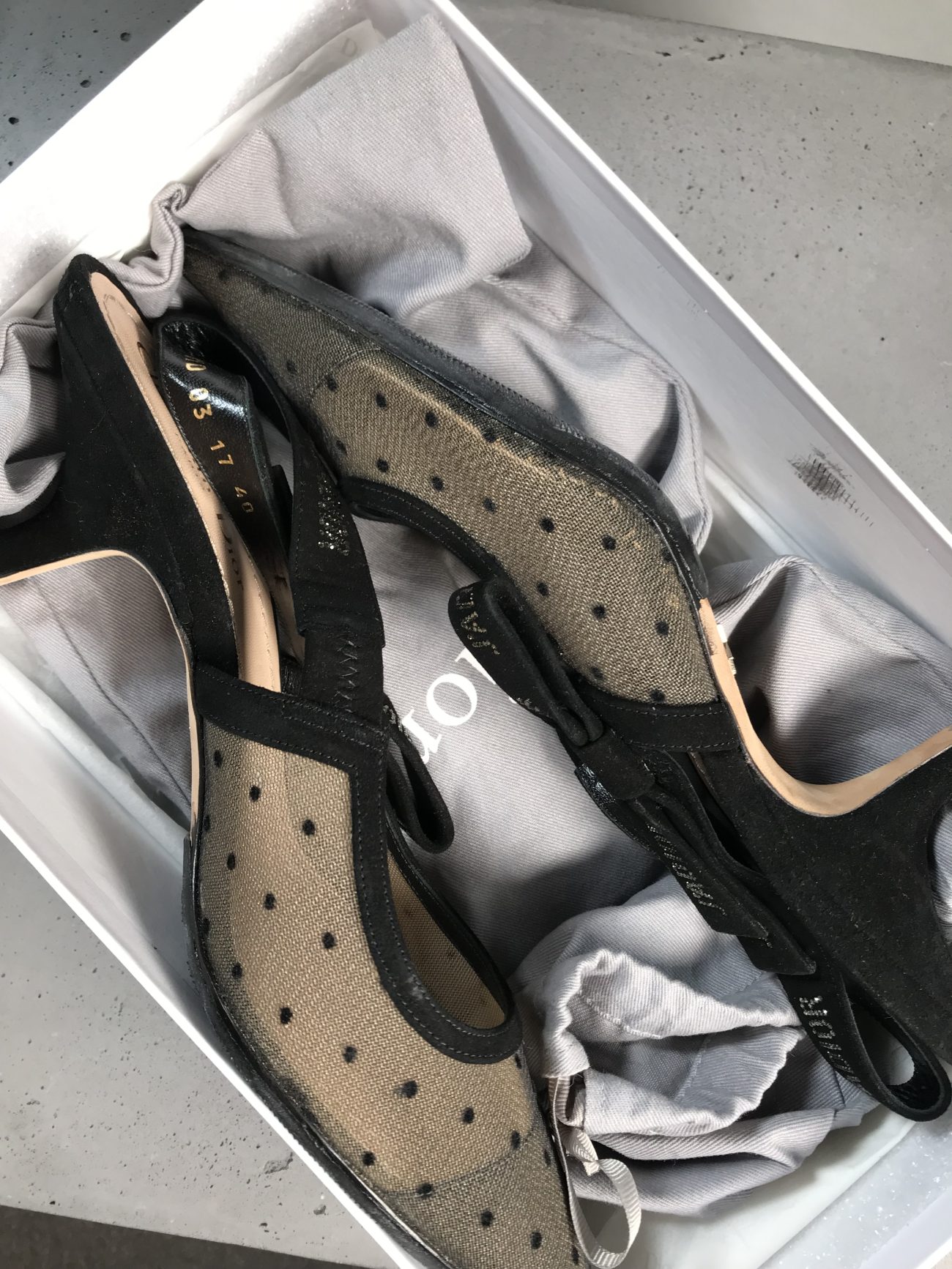 Christian Dior Mesh plumetis crystal suede J'Adior slingback 65mm pumps nude black