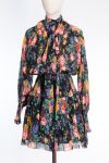 Zimmermann Allia shirred tie neck floral silk blend mini dress 
