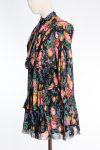 Zimmermann Allia shirred tie neck floral silk blend mini dress 