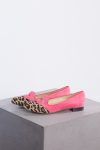 Charlotte Olympia Pink/Brown Suede and Calf Hair Smoking Loafers