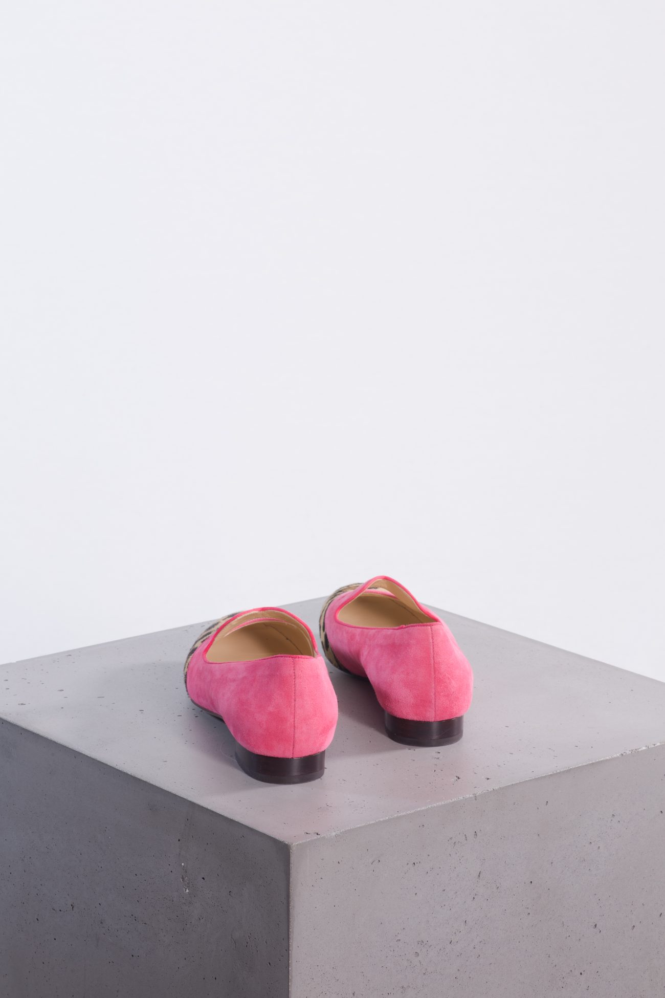 Charlotte Olympia Pink/Brown Suede and Calf Hair Smoking Loafers
