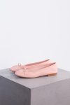 Chanel Pink leather CC cap toe bow ballet flats